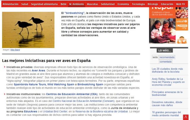 Eroski Consumer: Las mejores iniciativas para ver aves en España
